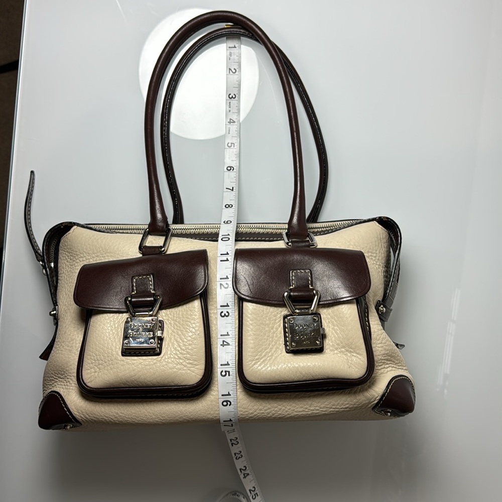 Dooney & Bourke cream & brown leather double pocket tote - Picture 10 of 15